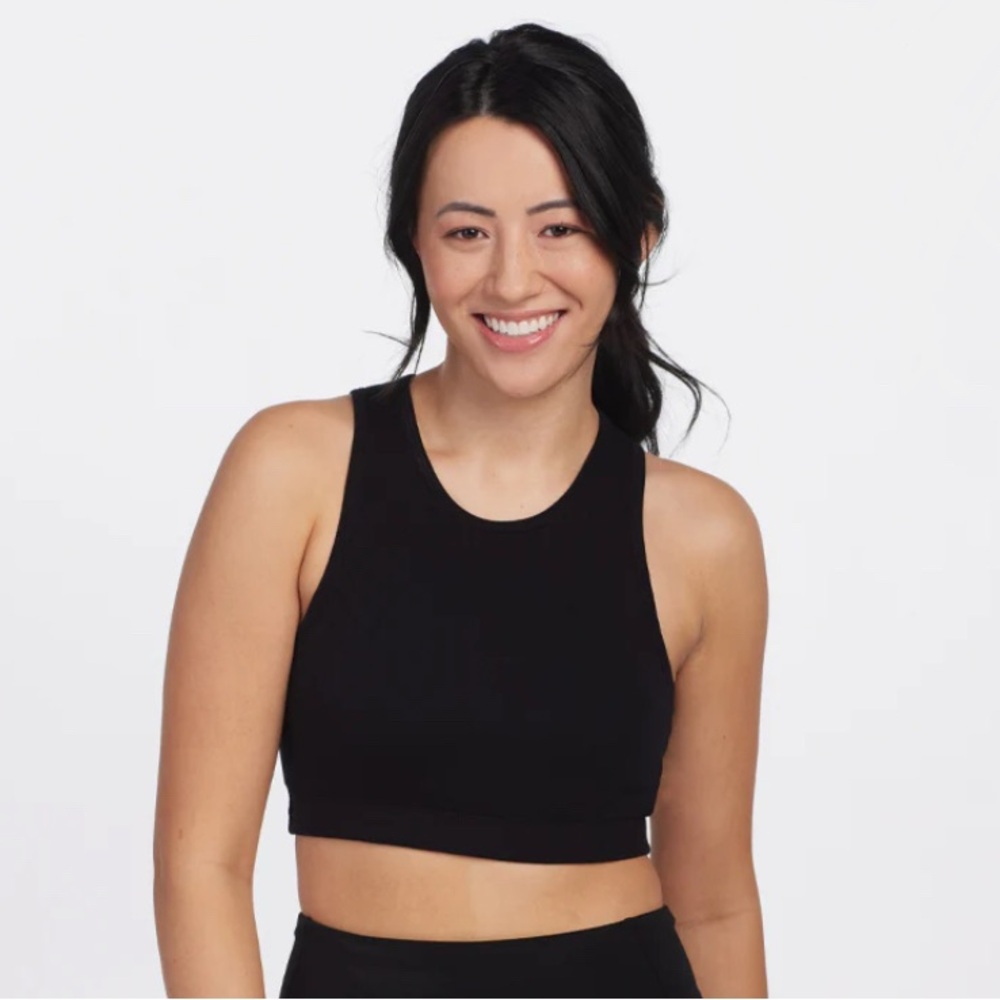 WOOLX Merino Wool Blend Black Fitted Sleeveless Sports Bra / Crop Top size Large